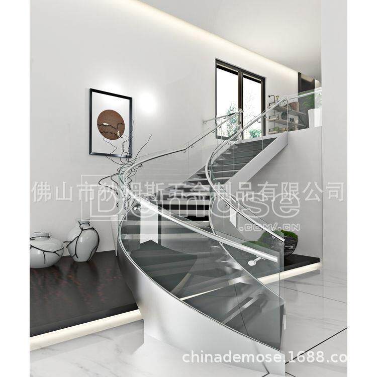 酒店别墅专业生产设计旋转楼梯复式装潢钢化玻璃楼梯钢旋转楼梯