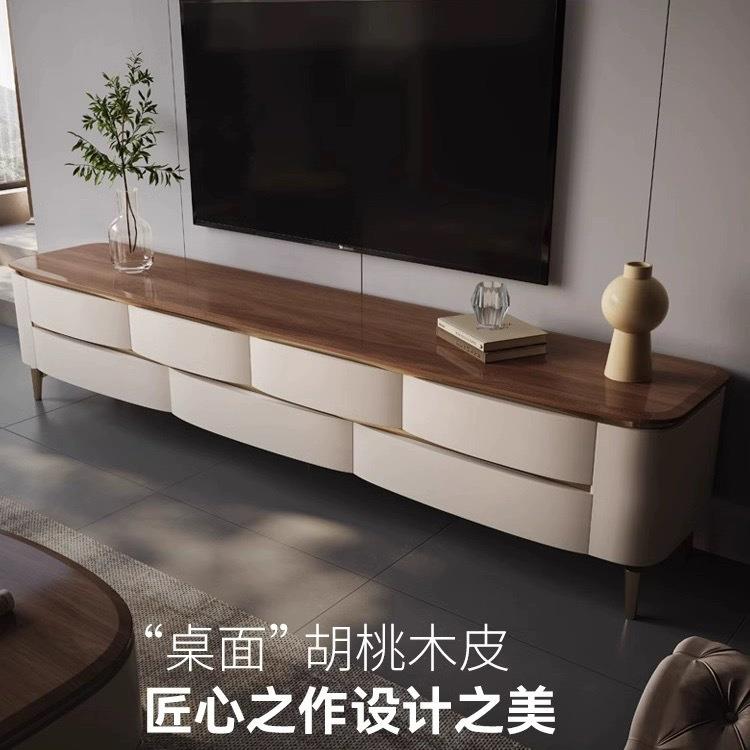 实木茶几电视柜组合意式轻奢现代客厅设计师家用复古高端卧室地柜