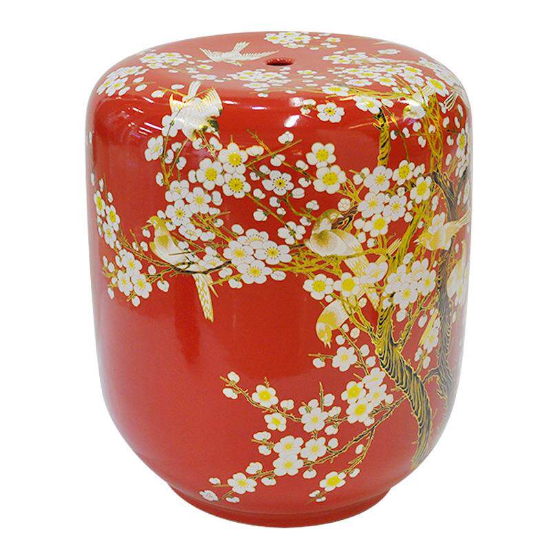 美式古典花鸟手绘陶瓷鼓凳梳妆凳新中式家居客厅软装摆件