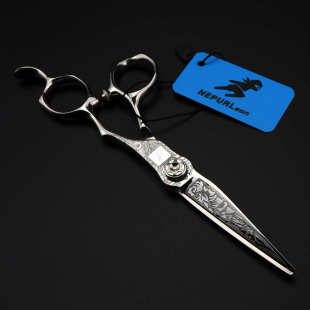 平剪 6.0寸440C 理发剪 美发剪刀 刘海剪 花纹款