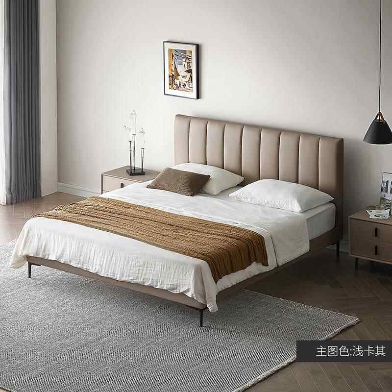 北欧皮床双人床意式软床现代简约实木小户型主卧室婚床储物网红床