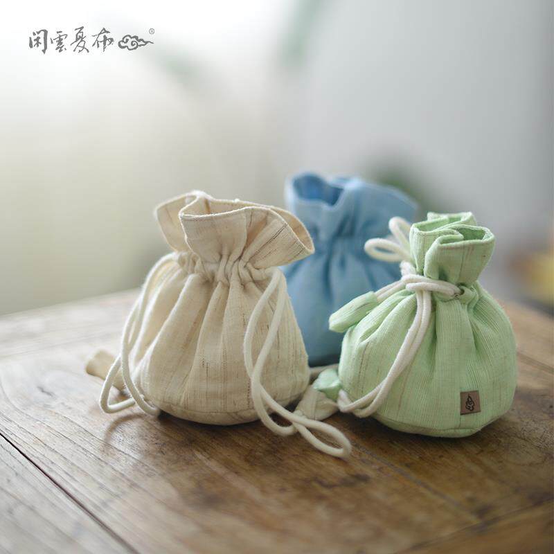 闲云夏布丨主人杯茶杯袋束口布袋苧麻小茶杯收纳袋旅行茶具收纳包