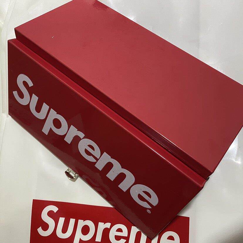 外贸瑕疵金属Supre工具箱 红色储蓄箱 文具桌面收纳盒文具收纳