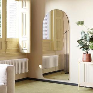 B孔粘贴形 无框衣全身壁挂穿镜子贴墙自粘挂墙上免打J M拱镜