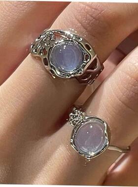 Vintage rings for women 覆古戒指小众设计轻奢开 口可调节食指