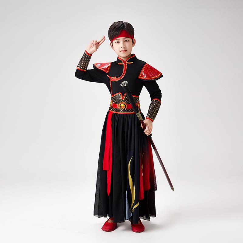 正品儿童中国风舞服骁侠客演出服霍元象王行剑舞甲服装男蹈女汉古