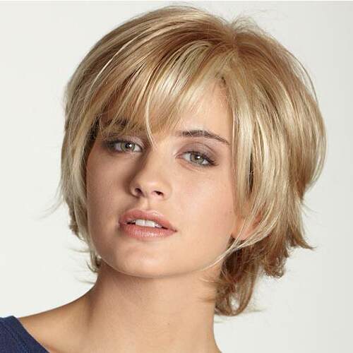 Wig for ladies, short gradient color change, gold fake