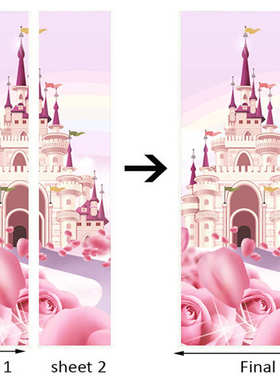 巨创货源PVC贴纸3D自粘门贴墙贴 卧室客厅现代装饰粉红色城堡