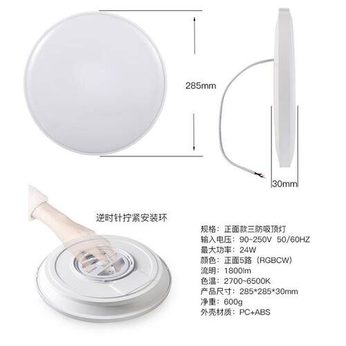 Matter智能吸顶灯RGBCW无极调光调色直连HomeKit谷歌Alexa音响