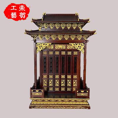 实木佛龛供台家用财神观音关公供柜神龛香樟木重檐屋顶挂式佛龛