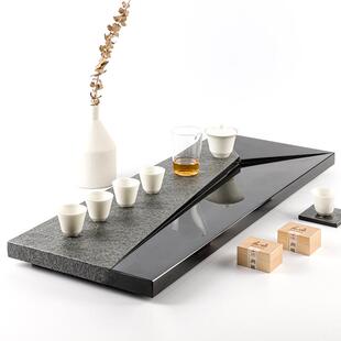 乌金石茶盘家用茶具托盘整块黑金石头茶台简约小号茶海大号石茶盘