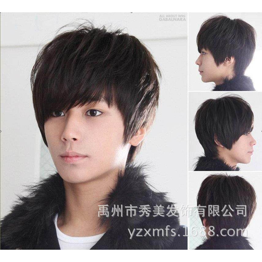 新款直销韩版假发 男士帅气 学生假发短发蓬松男生帅气斜刘海