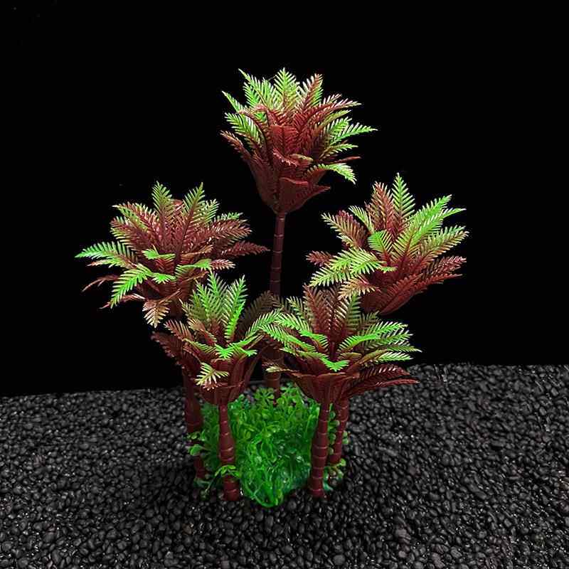 新款直销荷花椰树水族用品鱼缸造景仿真水草莲叶装饰假塑料花草