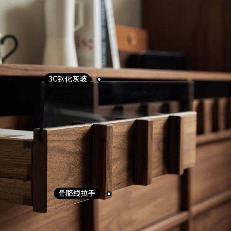 北欧桃胡色九斗柜实客厅卧室红靠木472墙收纳柜床网尾储物柜复古