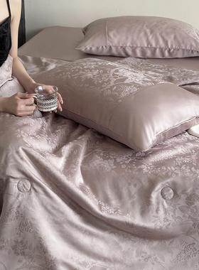轻式奢法温柔被调兰精天丝提花夏被四件套盖夏凉被空薄被COY子可
