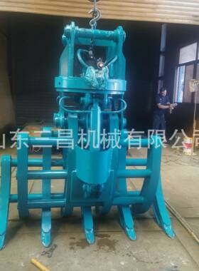 挖掘机加装抓木器+2机械抓钢机林场用60度液压旋转夹木机三昌