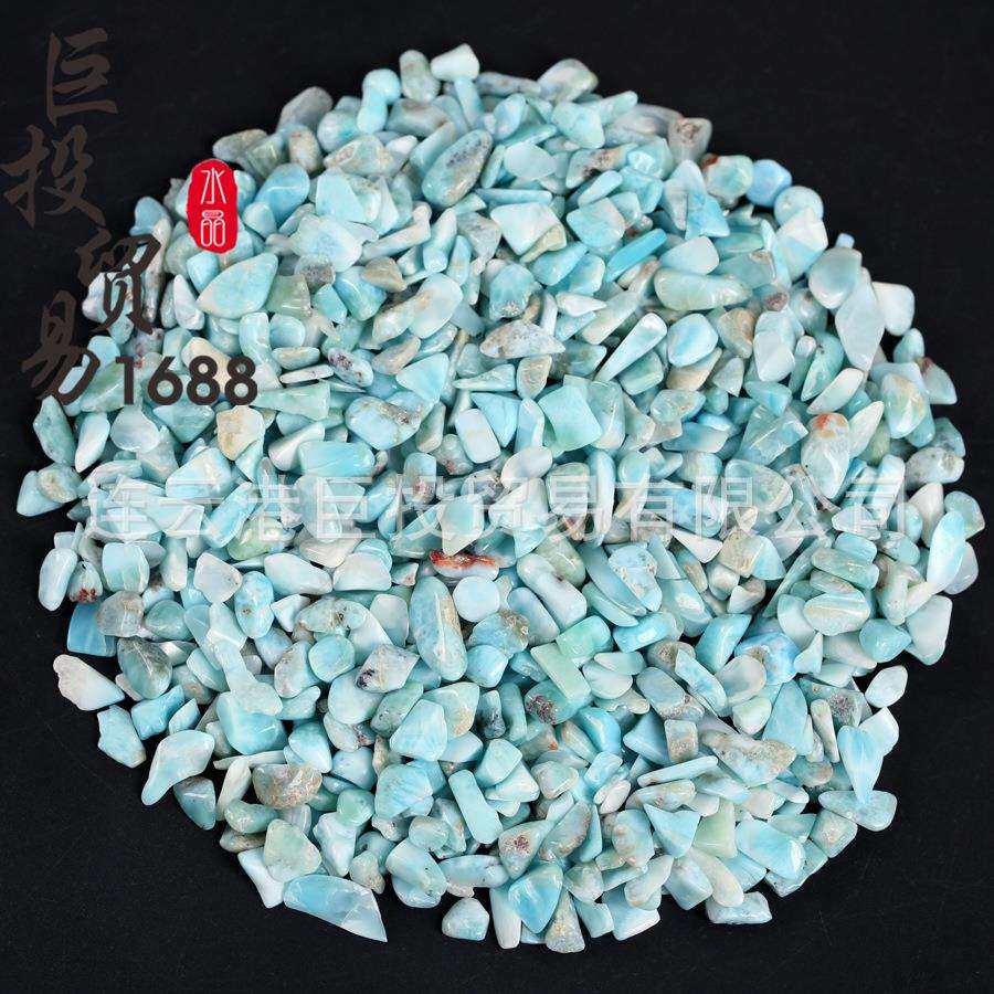 天然海纹石碎石拉利玛水晶美甲装饰Larimar鱼缸盆栽造景跨境淘矿