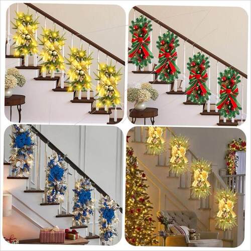 Christmas wreath rattan curtain pendant led light curtain