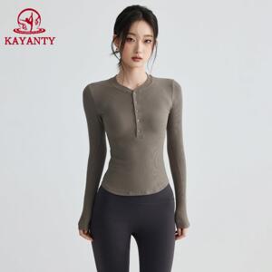 KAYANTY普拉提训练莫代尔运动T恤跑步健身服速干长袖瑜伽服上衣