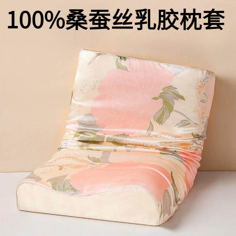 RANYU真丝乳胶枕套40x60cm记忆枕头单面100桑蚕丝橡胶枕芯套单人
