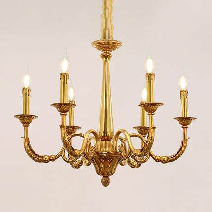 法式吊灯947简约复古别奢厅墅客书房室卧餐厅灯具欧式美式轻全铜