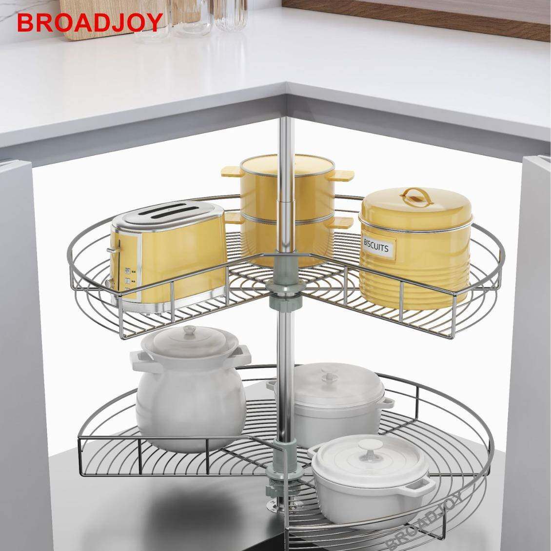 圆形不锈钢置物架橱柜转角转270度转盘篮地柜拐角旋转拉篮