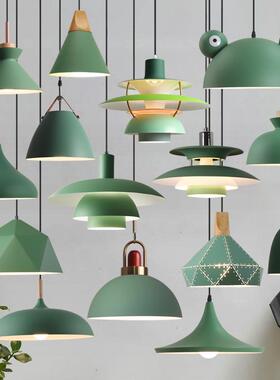 新款北欧吊灯创意灯个性绿色餐饮火锅店饭店铺商用餐厅小吊灯
