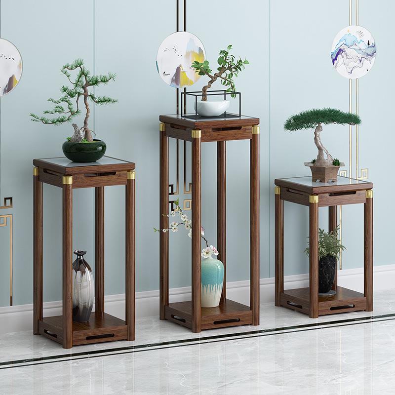 仿古室内花架竹制阳台展示架落地阳台盆栽置物架竹制客厅花台组合