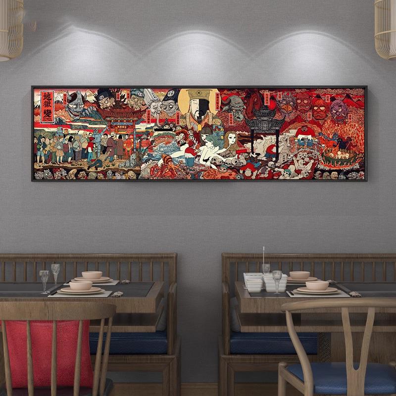 日式鬼夜行画挂喷绘装饰画床头画和百风浮世绘装饰挂纹身工作OVD