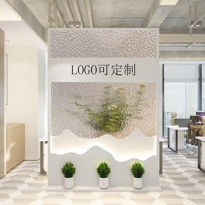 办公室公司屏lo玄关背CNO景墙玻璃隔o断进门遮挡入风户g前台形象