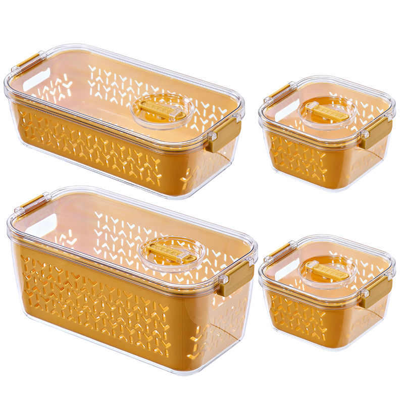 艾尚拉冰箱食物带盖收纳盒家用塑料密封保鲜盒北欧风纯色厨房收纳