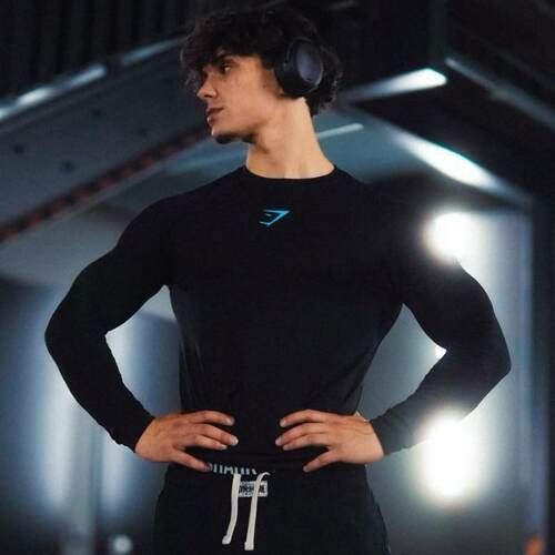 Mens Long Sleeve Athletic Workout Shirt Breathable QuickDry