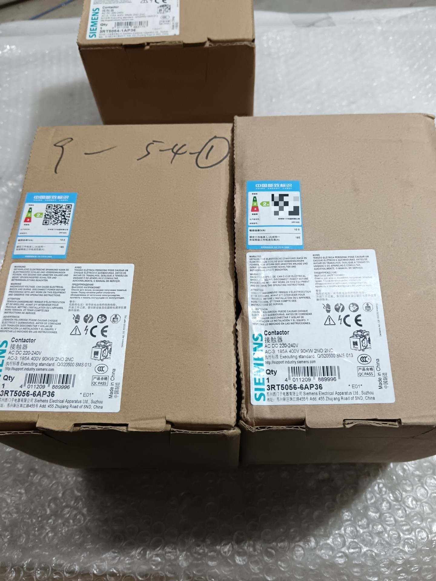 西门子3RT5056-6AP36接触器，全新带包装两台，保原