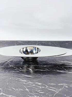 代不锈钢银现托色金餐属椭圆星际8209盘客厅桌样板间装饰果盘桌面