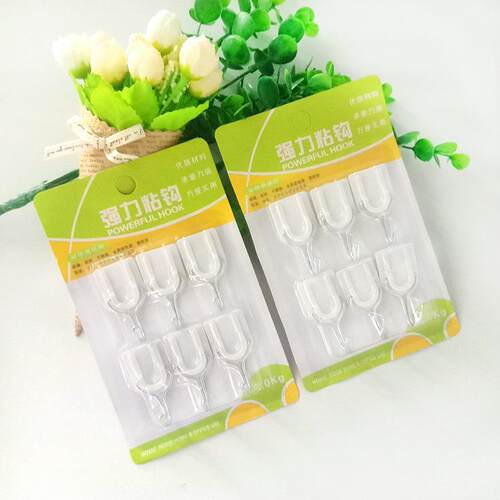 White Adhesive Hooks (Pack of 6) Plastic Coat Hooks Creative
