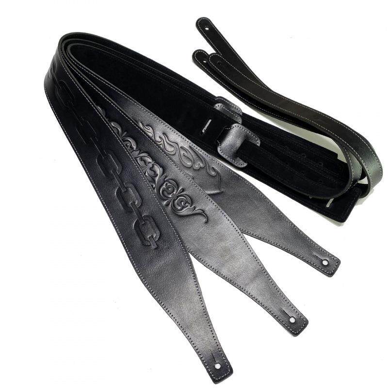 工厂吉他背带黑色压花电吉他背带乐器配件