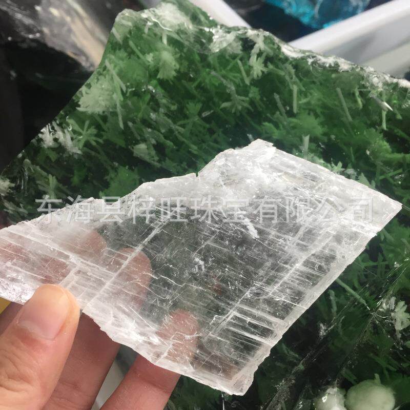 天然透石膏片矿标冰透石膏矿石晶体原石地质教学水晶家具灯具配件