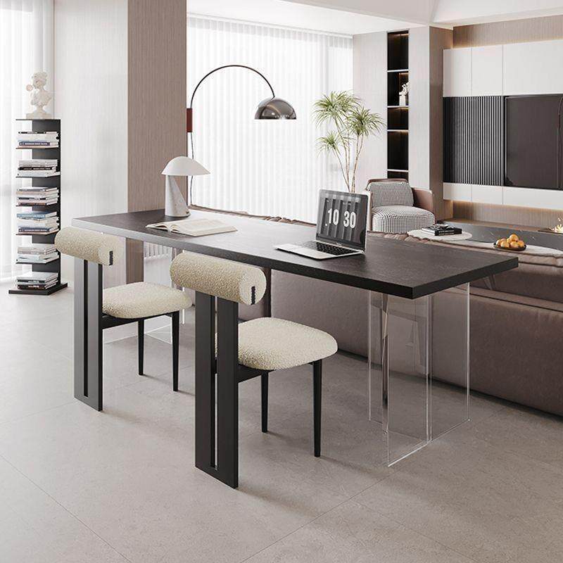 黑色实木书桌横厅沙发后长条桌亚克力悬浮双人学习桌极简电脑桌子