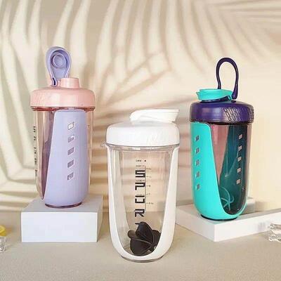 600ML Blender Shaker Bottle with Plastic Whisk Ball BPA Free