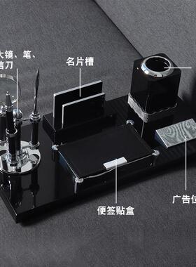 定制老板办公室桌面上桌历架摆件木质高档现代文台笔筒送领导礼品