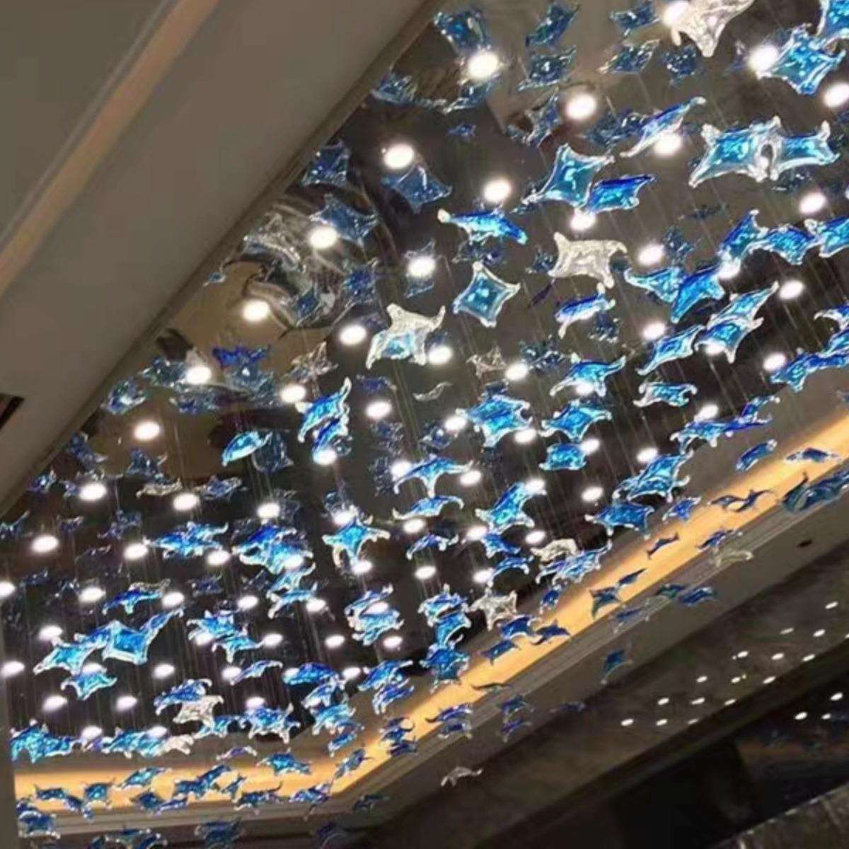 天亨工程吊灯沙盘海星玻璃售楼部酒店别墅宴会厅四角星天花装饰灯