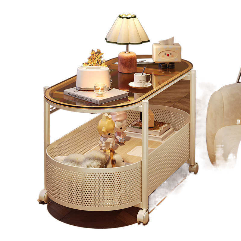 奶油几可风边移动小户型客厅沙发边柜侧边茶几简约现代收纳小推车