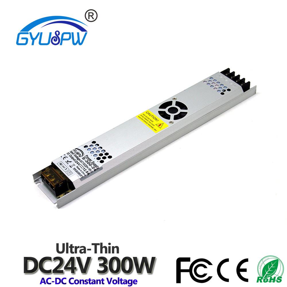 LED电源厂家直销24V300W超薄卡布灯箱电源24V12.5A长条形灯箱电源