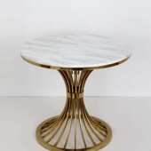 现代简约不锈钢角几边几大理石客厅书房家用中小户岩石型圆形角几