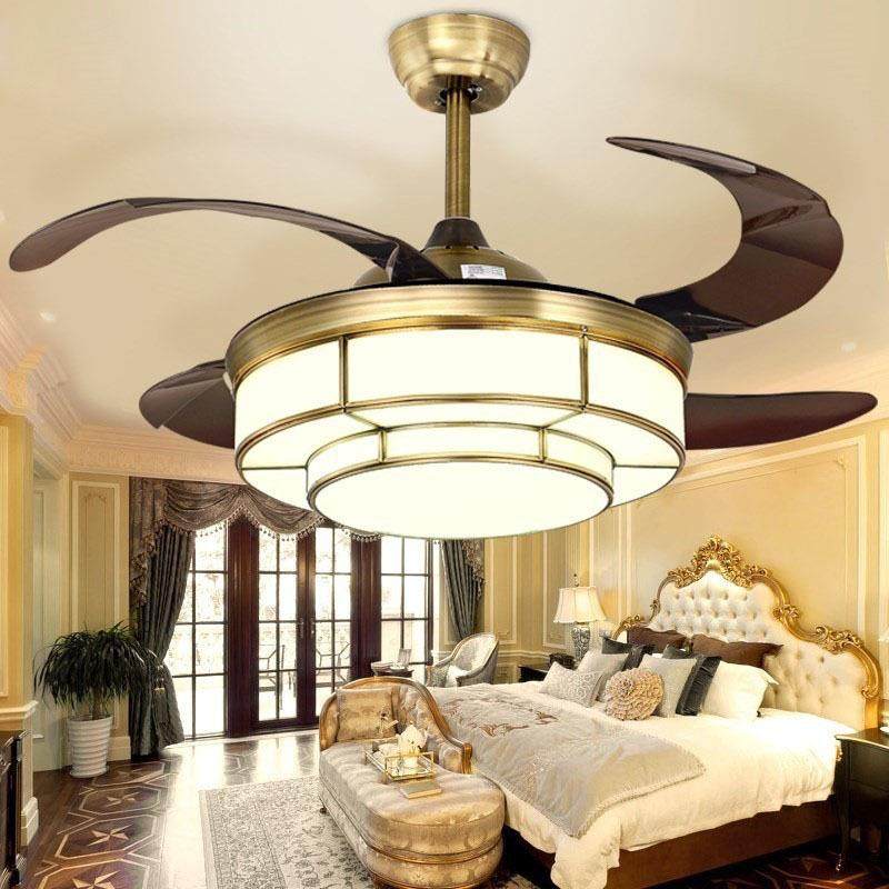 铜风扇灯led42寸全新中式风力卧隐形吊扇灯无品牌/美式简约餐厅大