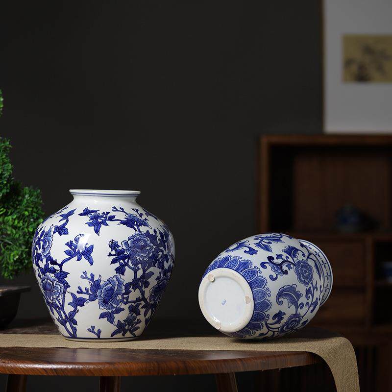 景德镇青花瓷花瓶新中式陶瓷花盆水培插花装饰品客厅花瓶摆件