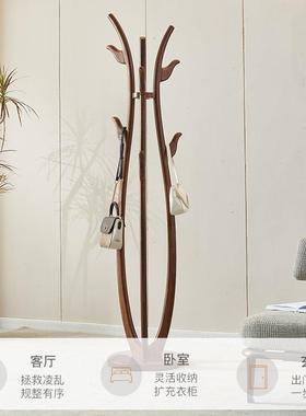 直供家GY-309#多杆立式简易室挂包架实木用衣帽架落地卧内置物衣