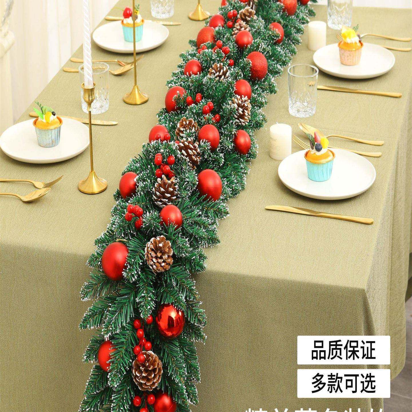 圣诞装扮圣诞节藤条加密花环枝叶门挂欧式壁炉家用商场节日装饰品