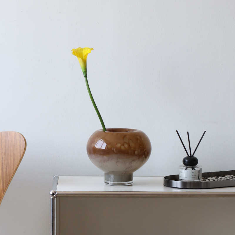 法式琉璃中古花瓶摆件高级感客厅桌面插花花器高档电视柜装饰摆设