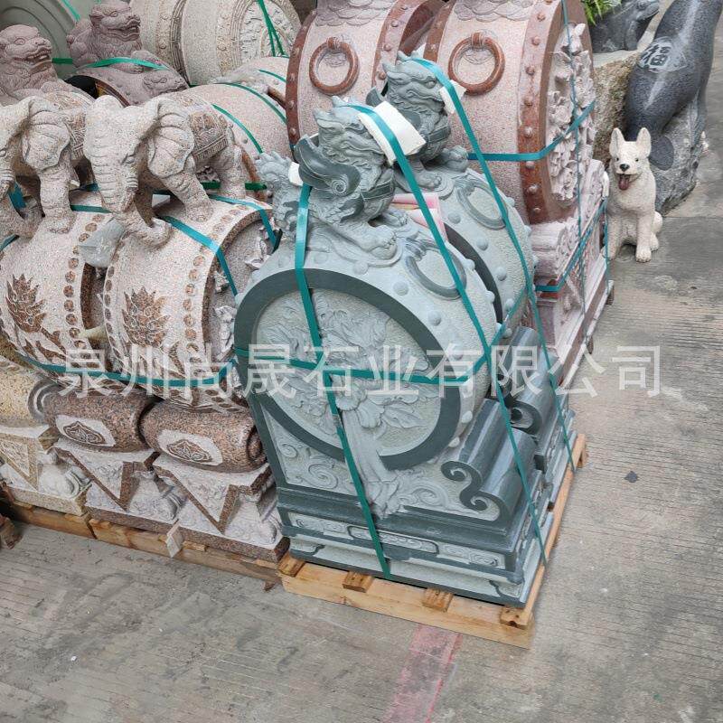 抱鼓石雕塑寺庙寺院宗祠祠堂青石大象麒麟貔貅门鼓石鼓石墩子摆件
